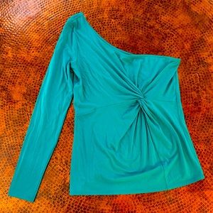 Turquoise Top, Off One Shoulder, Size L